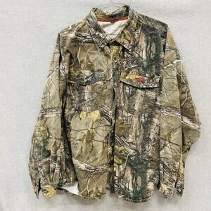 Team Realtree Shirt Woodland Hunting Camo Button Down Mens 3XL Flap Pockets XXXL